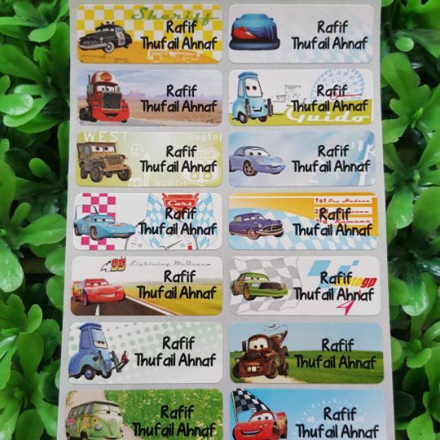 

Cars Mcqueen Label nama sticker label name waterproof