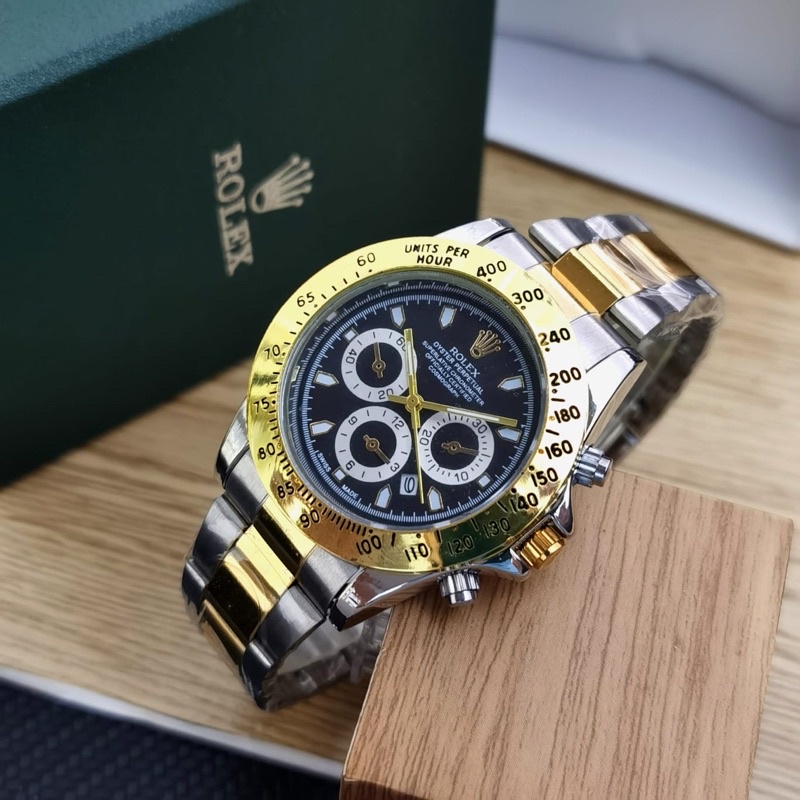 Jam Tangan Pria Rolex Rantai Premium Terbaru Tipe Y786 Tanggal Aktif Free Box Rolex &amp; Baterai