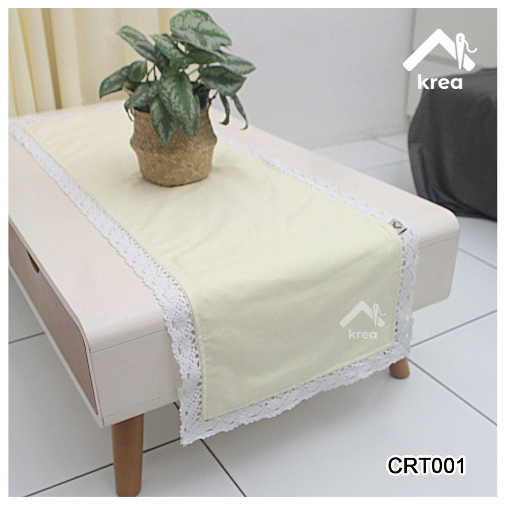 TAPLAK MEJA / TAPLAK RUNNER POLOS RENDA RAJUT UKURAN 105x30 - 150x35