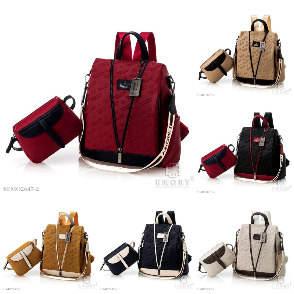 Restock Tas Ransel Emory Meldy 08emo2647-2 set 2in1 original brand import batam