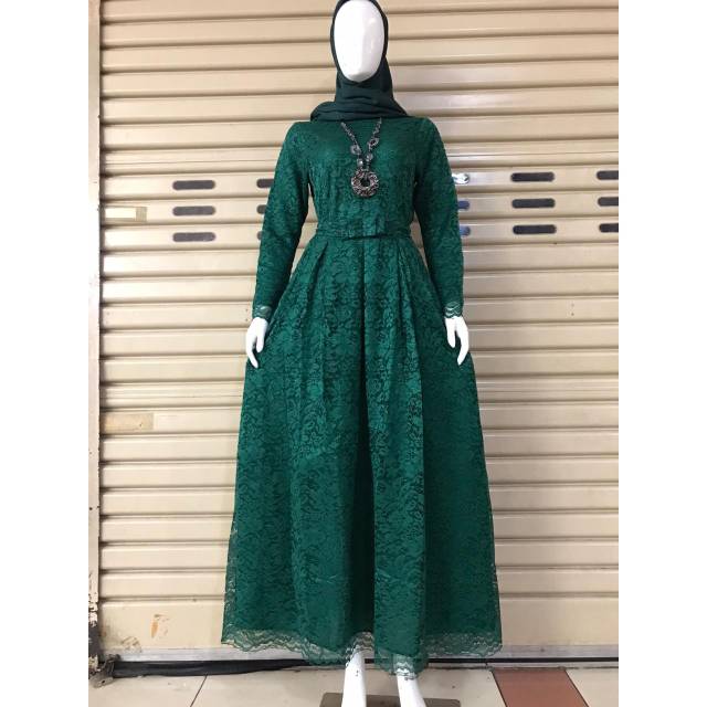 ( TERLARIS )Gamis Brokat Payung / Gamis pesta Brokat/ Gamis Cantik / Gamis full Btokat