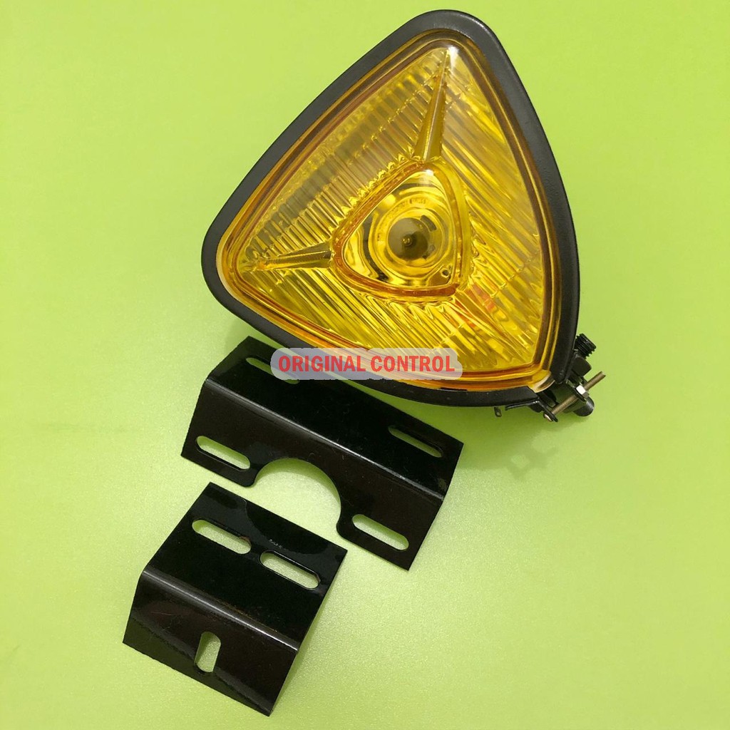 Lampu depan headlamp triangel + bracket kuning