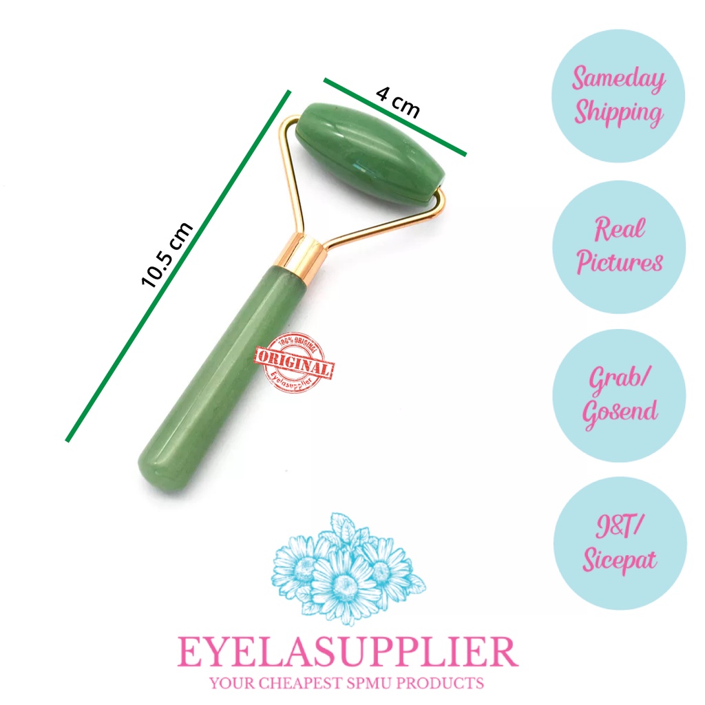 Jade Roller Terapi Pelancar Sirkulasi Darah Pengencang Muka Jade Face Alat Wajah Kepala Guasha Head Massager Batu Giok Stone