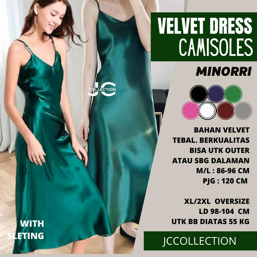 Long Dress Camisoles Sexy Saten Tali kecil Wanita Gaya Korea Minorie - JCCollections