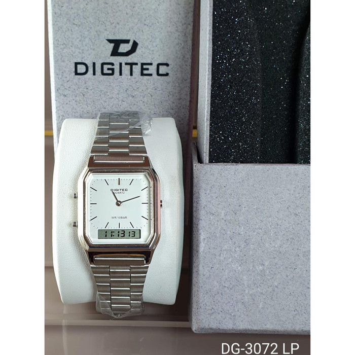 [ ORIGINAL ] Jam Tangan Digitec 3072 Stainless Steel - SILVER WHITE ori