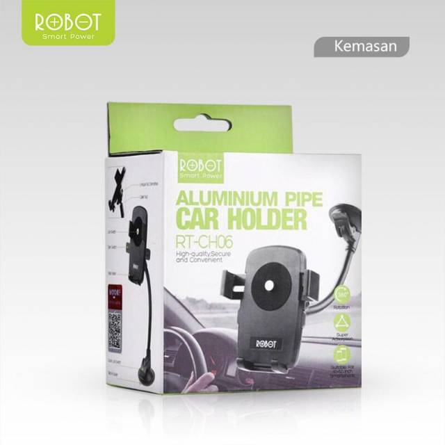 ROBOT RT-CH06 Aluminum Tube Silicone Car Holder Mobil - Garansi Resmi 1 Tahun