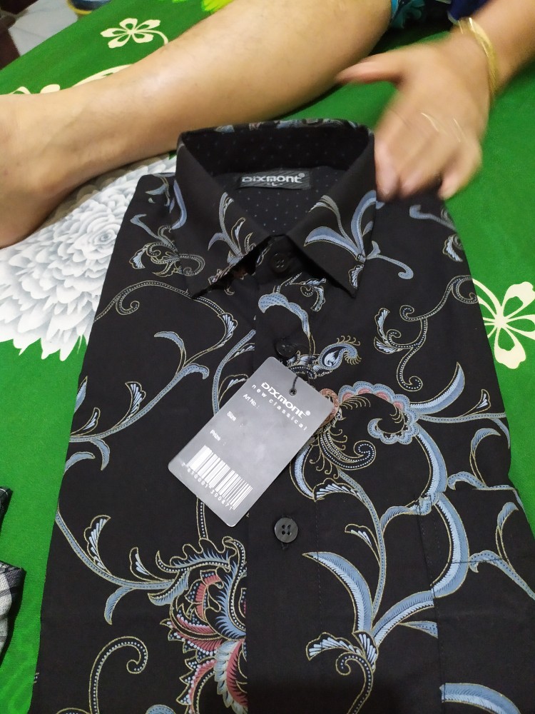 Kemeja Batik Pria Lengan Panjang Bl68 Katun Motif Modern Dixmont Semi Slimfit