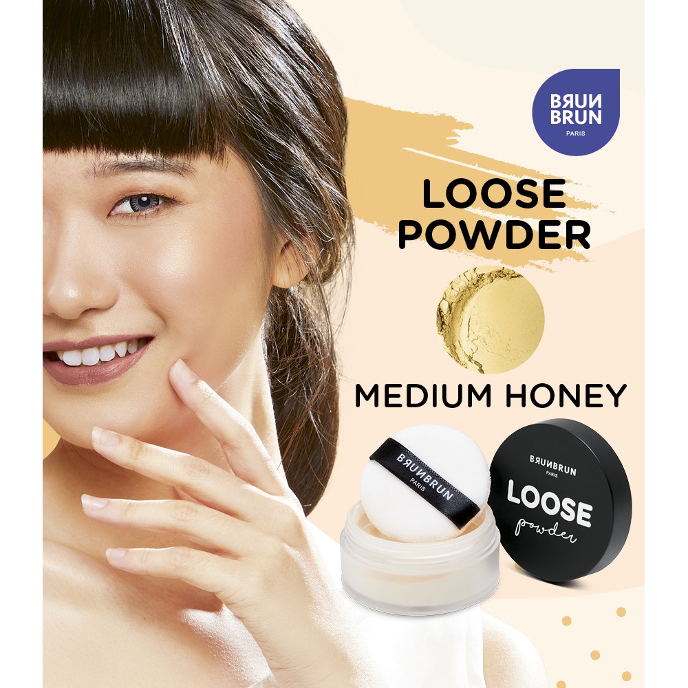 Bedak tabur BRUNBRUN PARIS LOOSE POWDER LIGHT SAND BBLPR1 &  LOOSE POWDER MEDIUM HONEY BBLPR2
