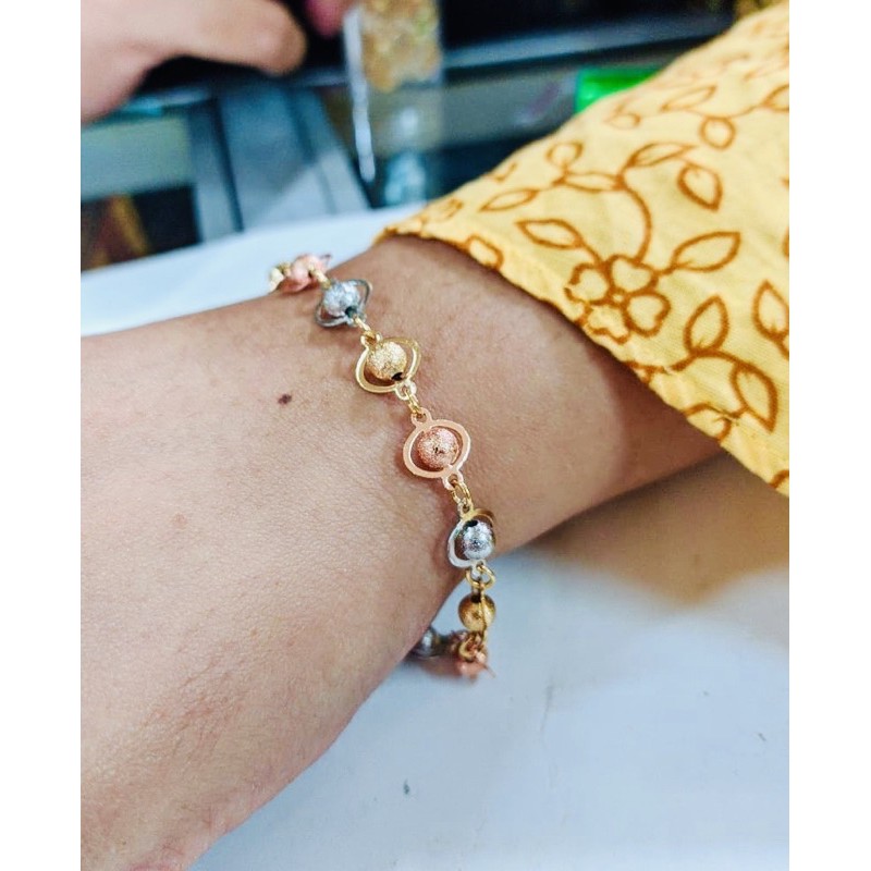 gelang tangan wanita //gelang lapis emas //gelang kombinasi 3warna//perhiasan //gelang