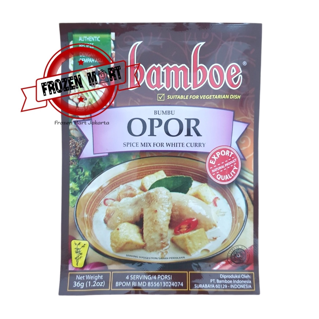 BAMBOE Bumbu Instant Opor / Spice Mix For White Curry HALAL 36 Gr / Bamboe Bumbu Opor