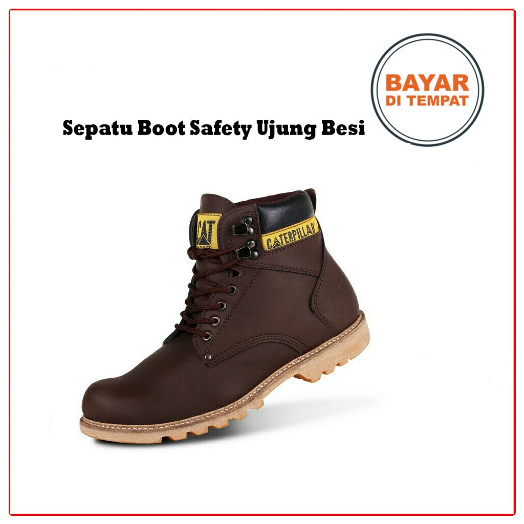 SEPATU SAFETY UJUNG BESI HIKING PROYEK BOOTS KULIT SINTETIS CASUAL FORMAL TOURING KANTOR MURAH