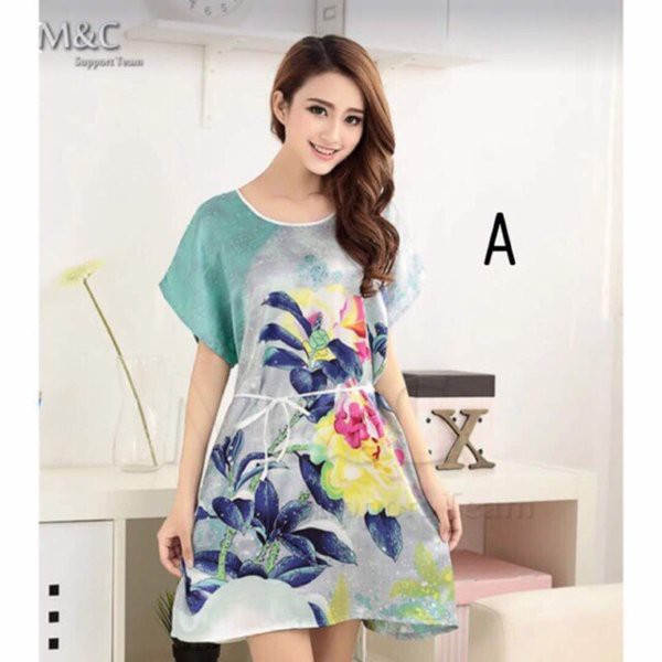 Daster Tidur Silk Satin Motif Murah Import