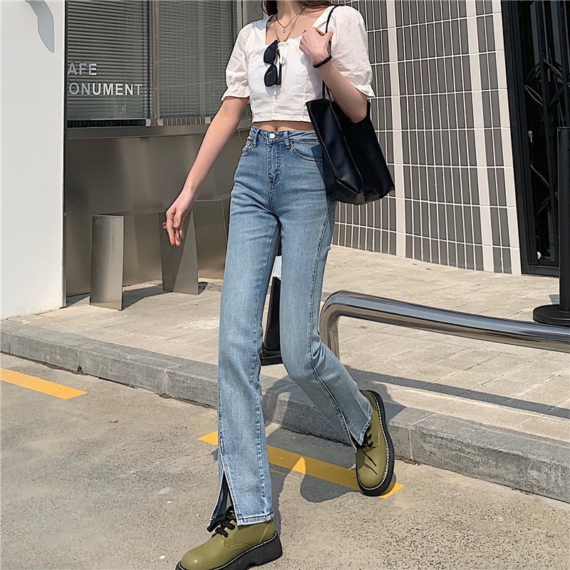 Stretch celana jeans high-waisted high-waisted dari Korea Selatan yang baru dari Korea Selatan