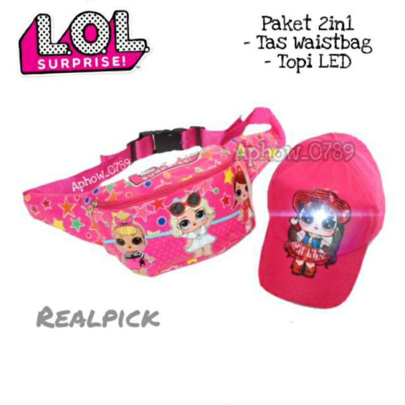 tas SLempang anak LoL bonus topi LED nyala