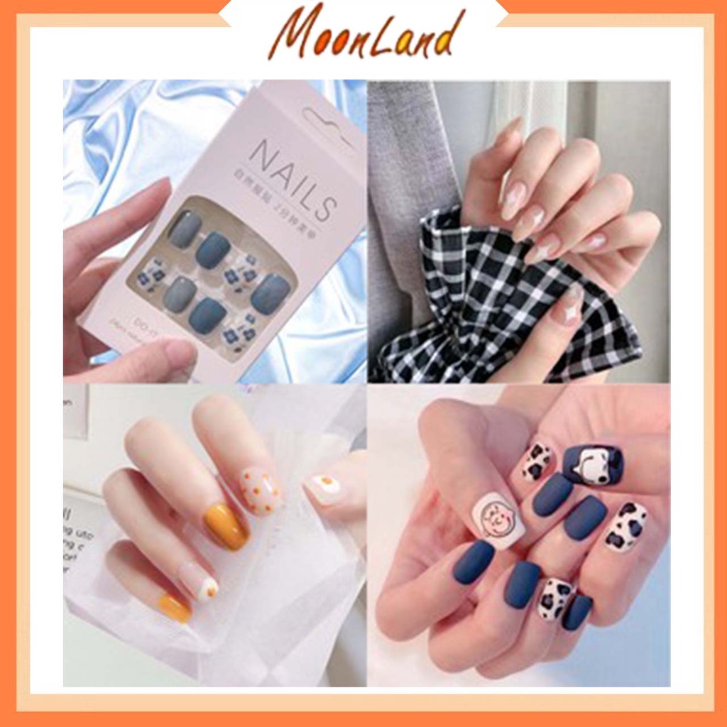 MoonLand  Kuku Palsu / Sticker Kuku Waterproof Tahan Air isi 24 pcs Kuku nail fake bisa cod