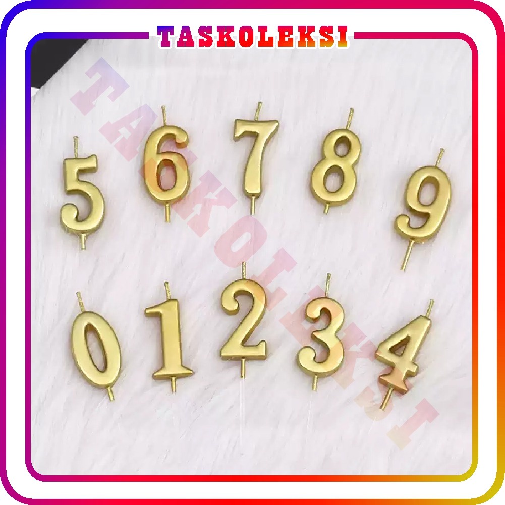 ☛TK☚ R565 Lilin Angka Ulang Tahun Ultah / Birthday Numeric Candle / Birthday Number Candle Warna Gold Metalik