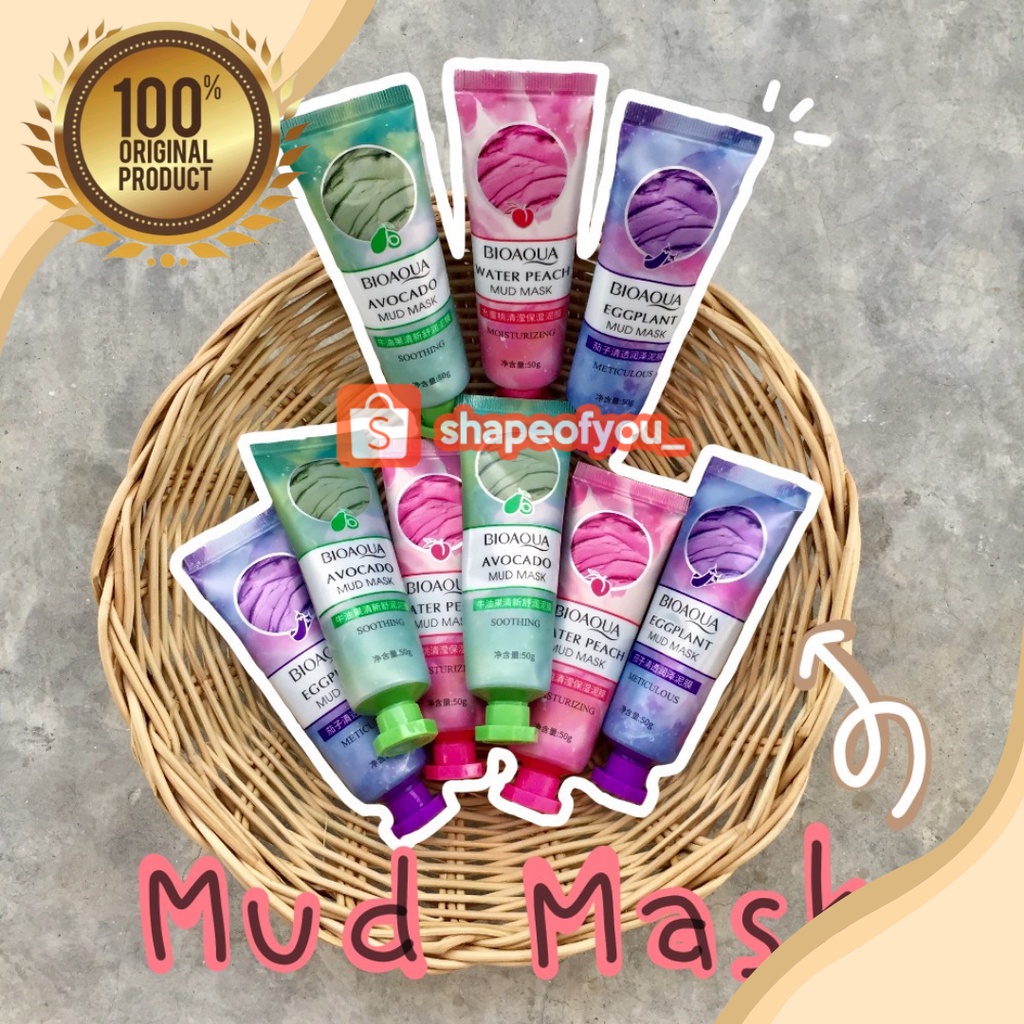 Mud Mask Masker Wajah Water Peach / Egg Plant / Avocado