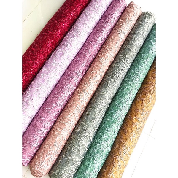 KAIN TILE BORDIR MEWAH KEBAYA KEKINIAN / GAUN PENGANTIN