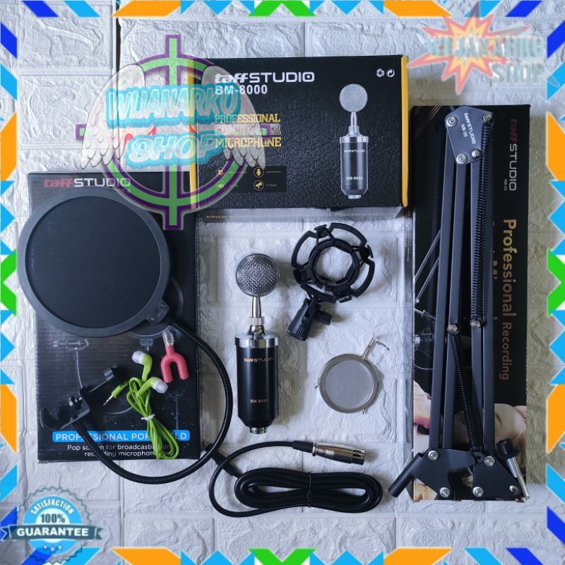 PAKET REKAMAN LIVE STREAMING PRO 2 KARAOKE SMULE BM8000 + STAND POP FILTER