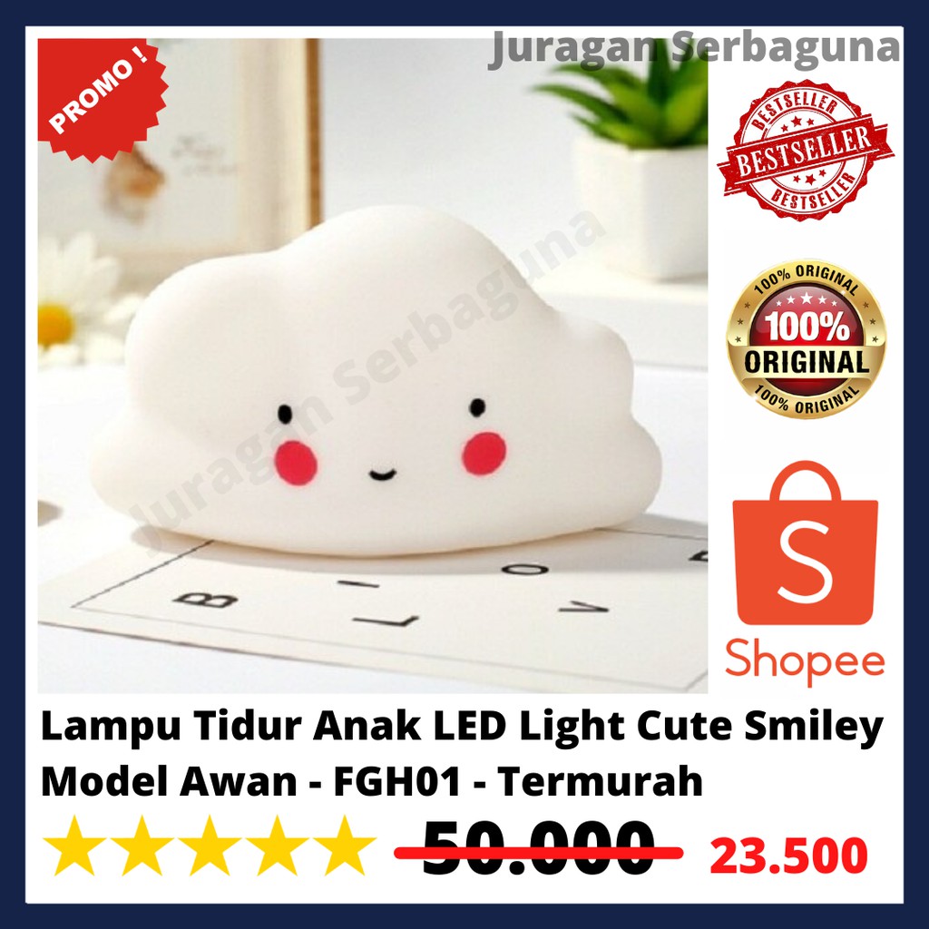 Lampu Tidur Anak LED Light Cute Smiley Model Awan - FGH01 - Termurah