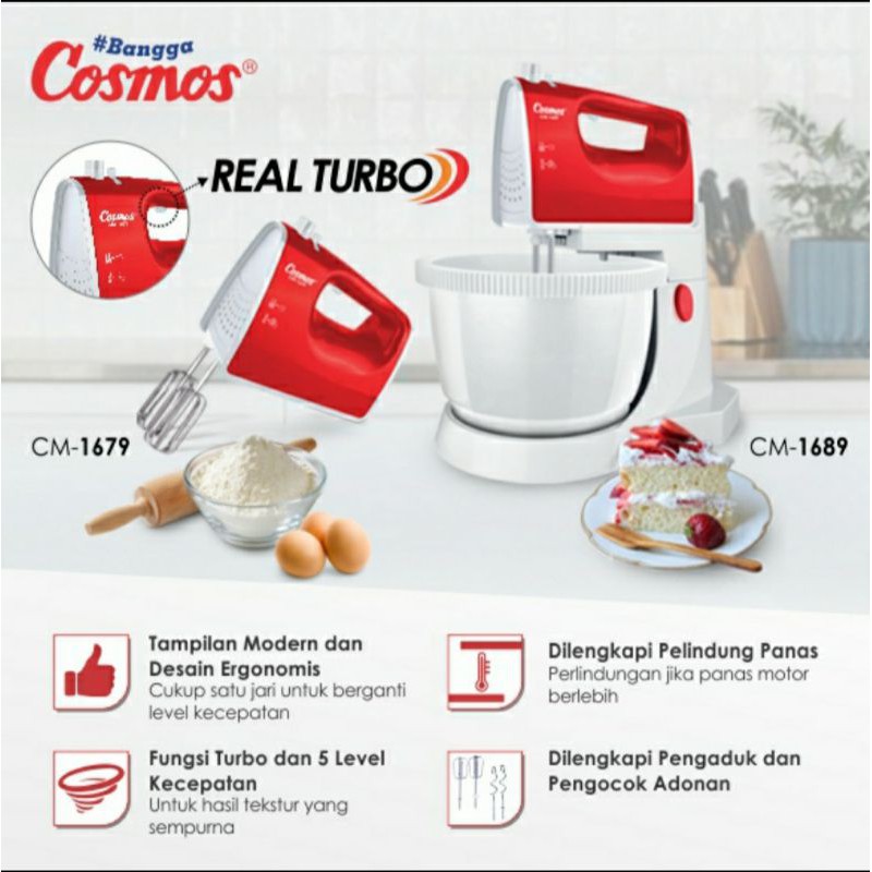 Mixer Com Cosmos CM 1689 Mixer Dudukan Cosmos 1689 Pengaduk Adonan Telur Cosmos Stand Mixer Cosmos