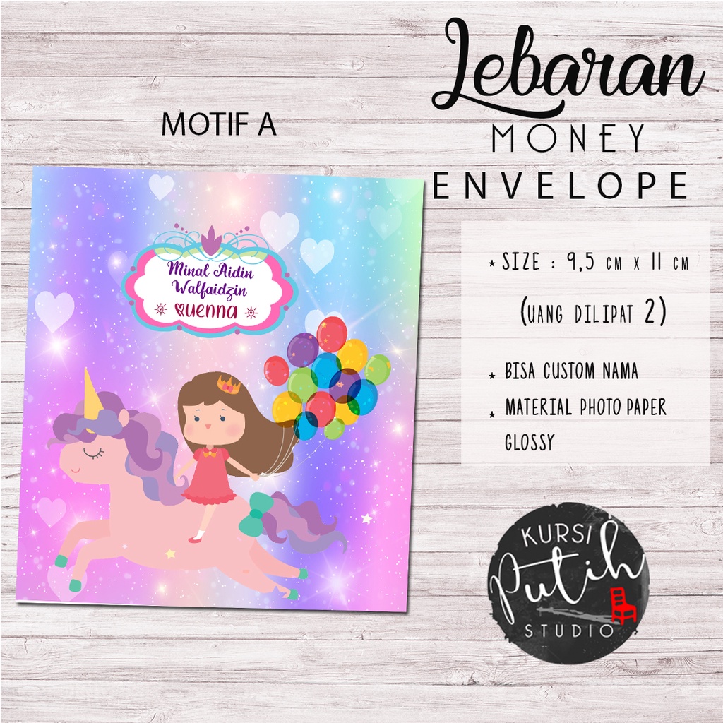 

Amplop Uang buat kondangan lebaran motif unicorn girl