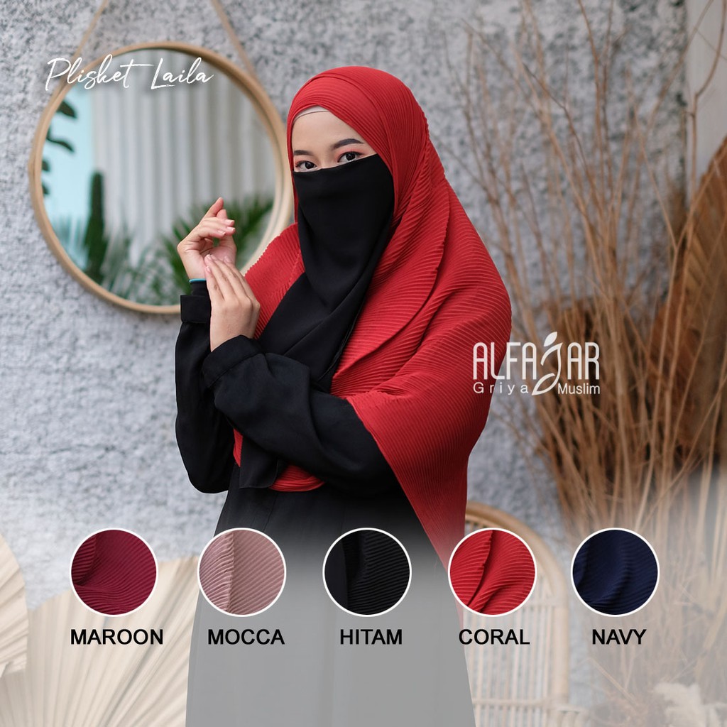 Jilbab Pasmina Instan Plisket Ceruty Babydoll Laila by Alfajar Free Cadar