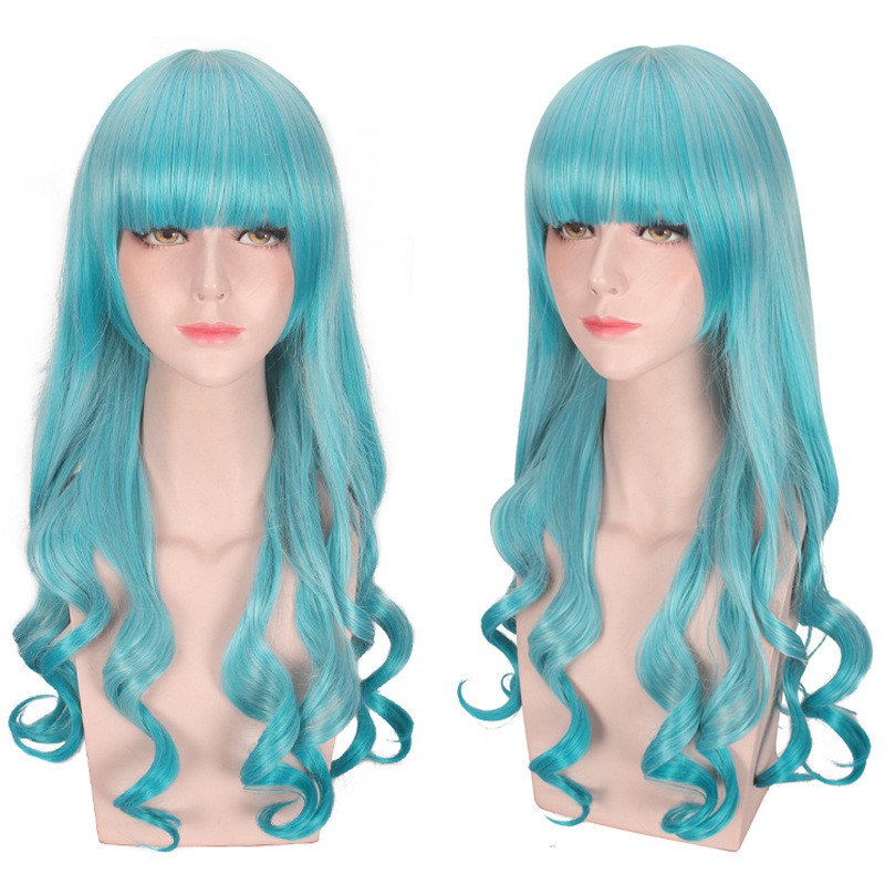 LOL-22 wig rambut palsu lolita cosplay harajuku daily tosca sea blue