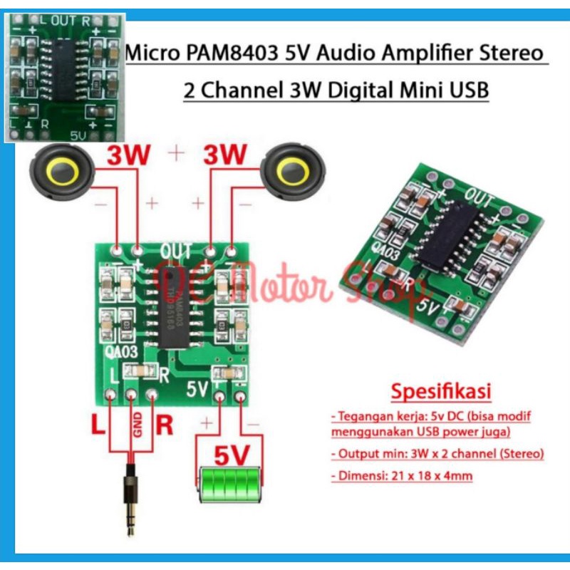 POWER MINI PAM 8403 ,3 wat, 5 volt, stereo