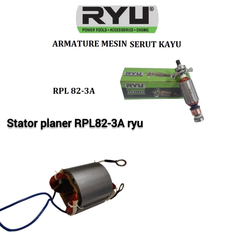 paket hemat - Armature Angker Planer Sugu plus Ryu Stator Mesin Sugu Kayu Tipe RPL82-3A Original RYU