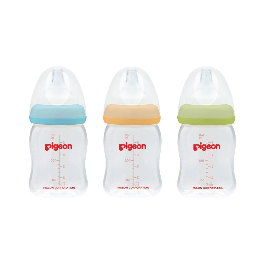 Pigeon SofTouch Peristaltic Plus PP Wide Neck Bottle Set 3 Pcs 0+ Bulan Botol Susu 160ml