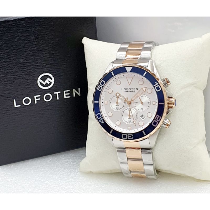 Jam tangan pria Sporty Lofoten 6521 SH chrono Aktif Kaca Sapphire Original