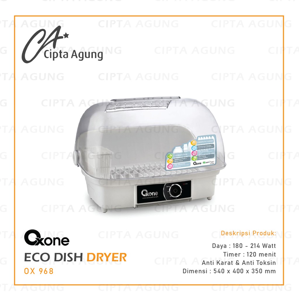 Oxone OX-968 Pengering Piring Steril Rak Higienis 54cm x 40cm x 35cm Stainless Steel