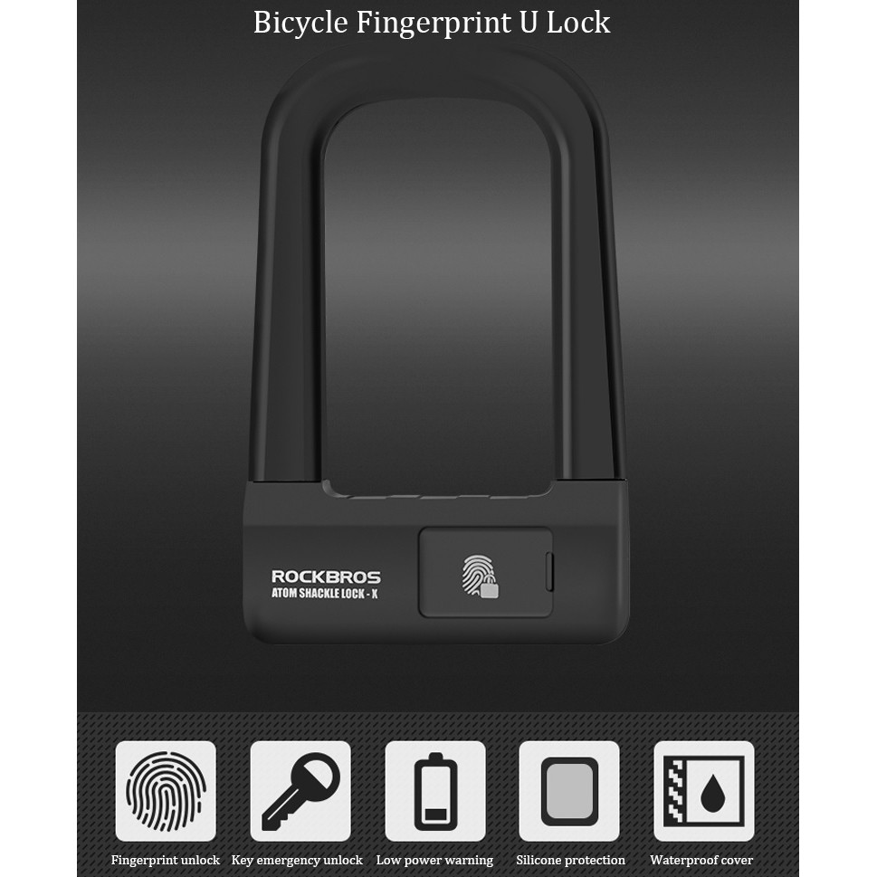 ROCKBROS Atom Shackle Lock X REGULER - Gembok Fingerprint 74x128mm