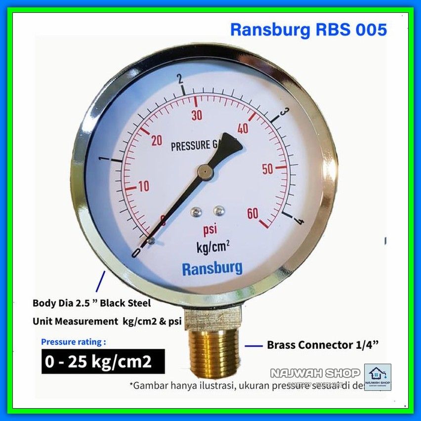 Jual Pressure Gauge Kg Cm Dia Ransburg Rbs A