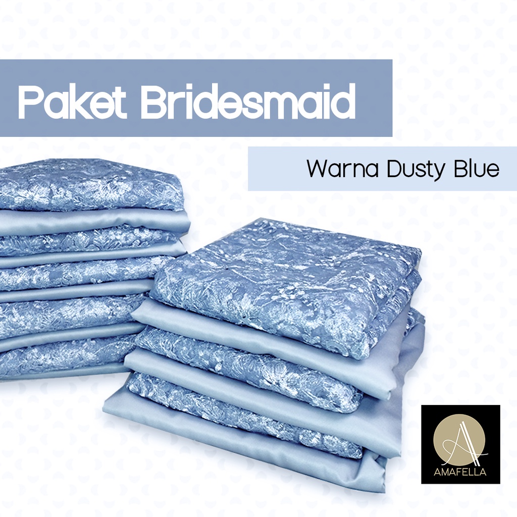 Paket Kain Bridesmaid Seragaman Premium Lamaran Keluarga Lengkap Satin Kebaya Brokat Warna Dusty Blue