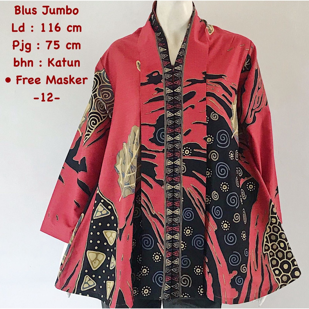 Blus jumbo katun batik solo batik halus trendy modern atasan kerja blus wanita