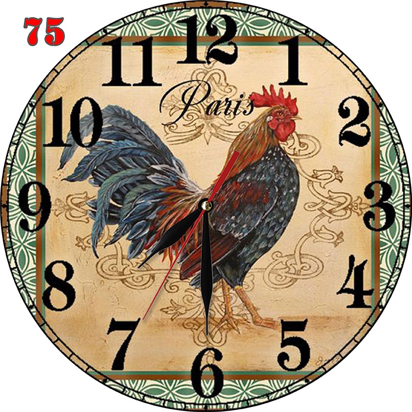 #75 Jam Dinding Minimalis Klasik Hiasan Ruang Motif Ayam Jago