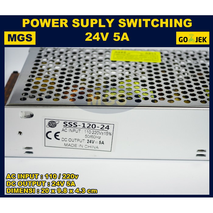 Power Supply Switching 24V 5A Body Besar