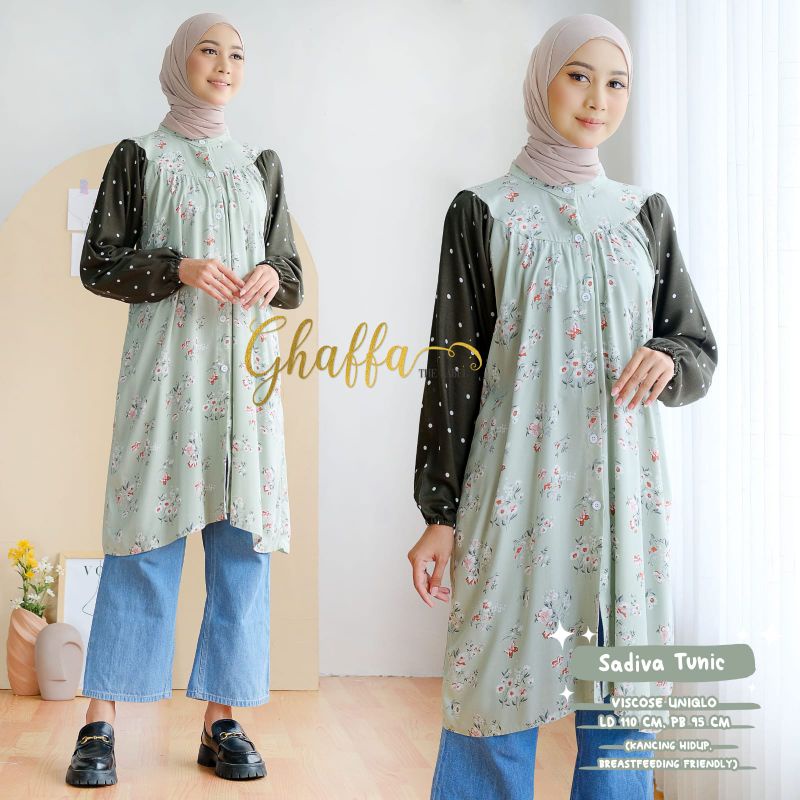 SADIVA TUNIC BY GHAFFA THE LABEL (BLOUSE MOTIF) Blouse muslimah rekomeded