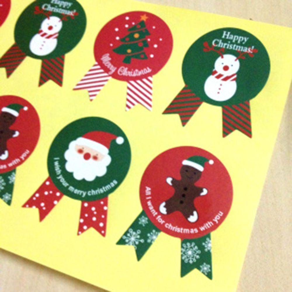 [Elegan] Stiker Natal Seri Kacang Desain Merry X'mas Pohon DIY/Snowman Seal Multifungsi Dekorasi Sticker