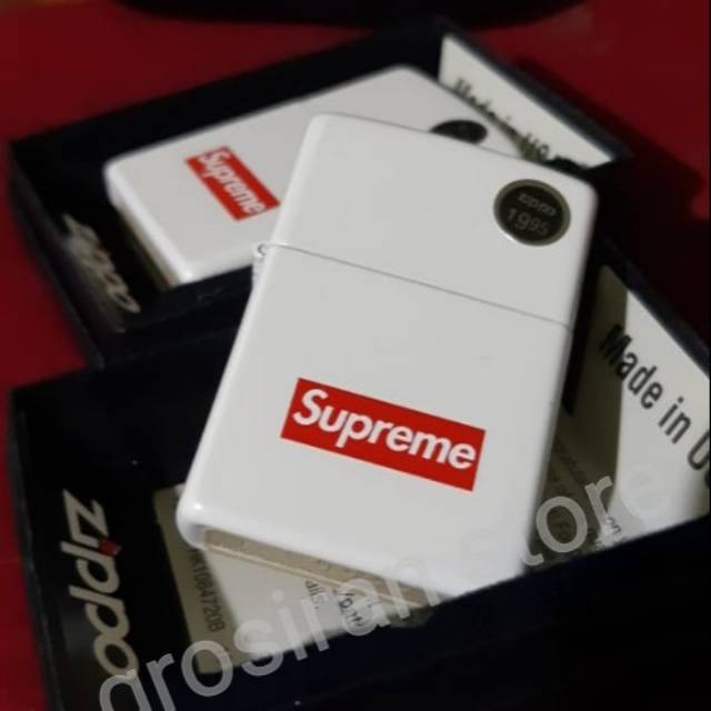 Zippo putih supreme original high quality kado