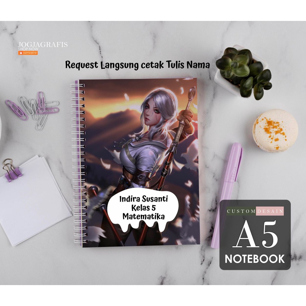 

Blocknote Anime A5 Custom Desain / BUKU TULIS CUSTOM / bloknot Spiral [ tanpa minimal order ]