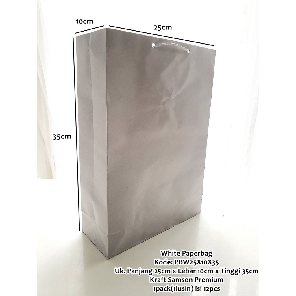 

Tas Kertas Putih Serbaguna Shopping 25X10X35 Paper bag Goodiebag White