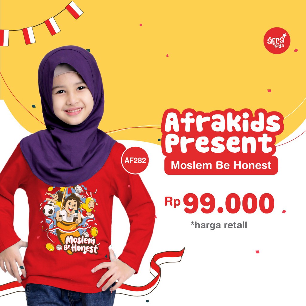 Kaos Anak AFRAKIDS AF282 size S/M/L/XL Bisa dipakai Laki-Laki dan Perempuan