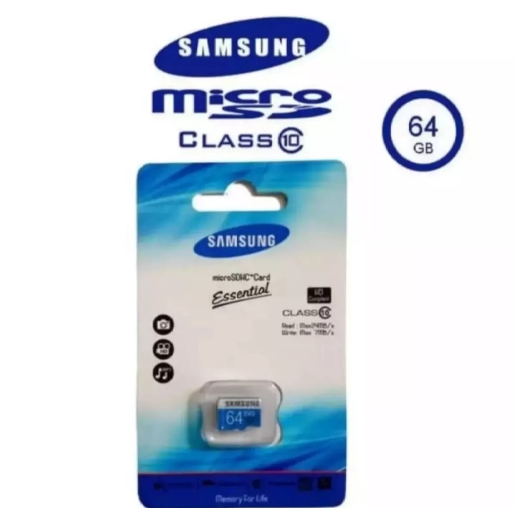 Memory Card-MMC SD Samsung Essential Class 10 4GB-8GB-16GB-32GB-64GB-Memory Card HP Samsung Essential Class 10-Biru