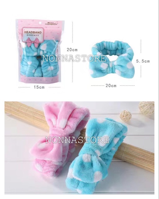 Bando Bandana Bludru Pita Ribbon Polkadot