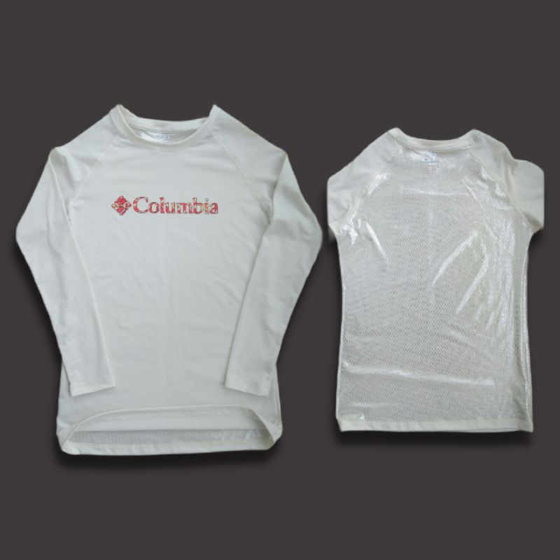 Baselayer Omni Heat Wanita Columbia | Manset Olahraga Cewek | Kaos Outdoor Thermal Foil Broken White