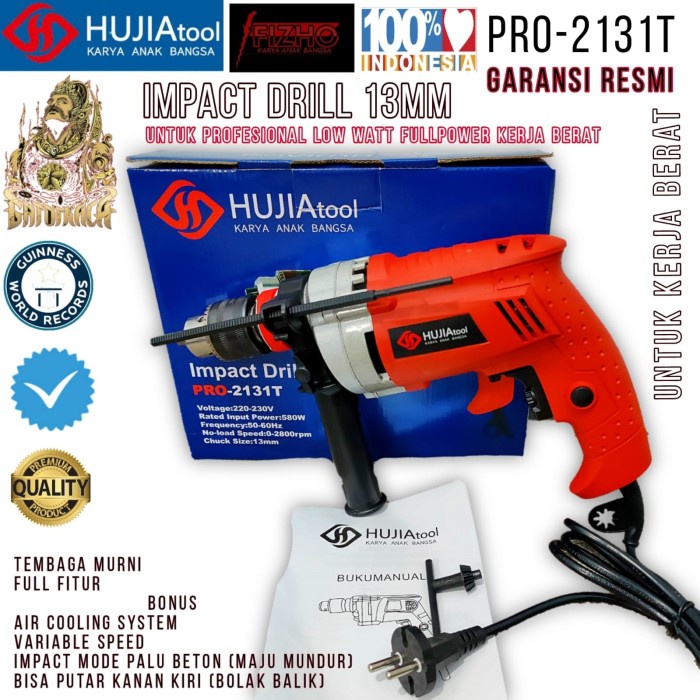 PROMO MESIN BOR LISTRIK 13MM IMPACT BETON UCHIHA 13-7 TYPE TERTINGGI