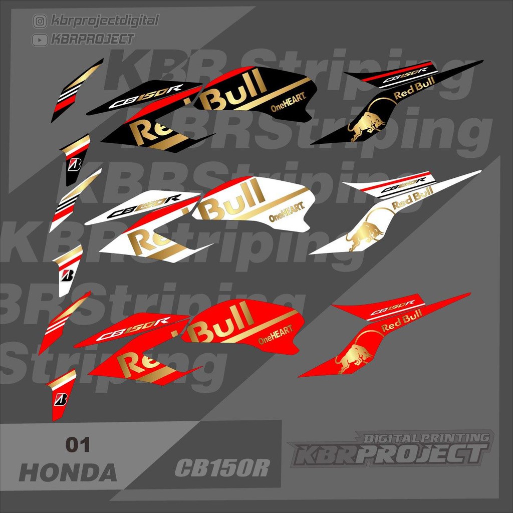 (cod) Striping cb150r - Stiker Variasi List Motor cb150r redbull KBR 1 Stiker Motor Sticker terlaris